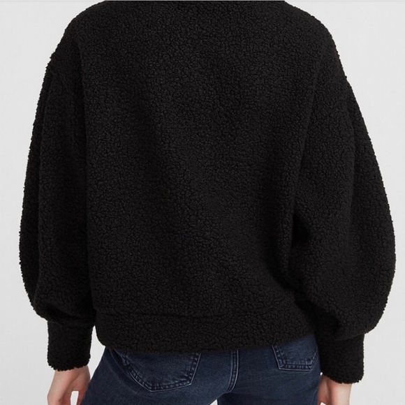 Express Black Cowl Neck Sweater with Textured Knit and Long Sleeves - Picture 2 of 14